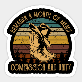 Ramadan A Month Of Mercy Compassion And Unity Cowboy Boots Sticker